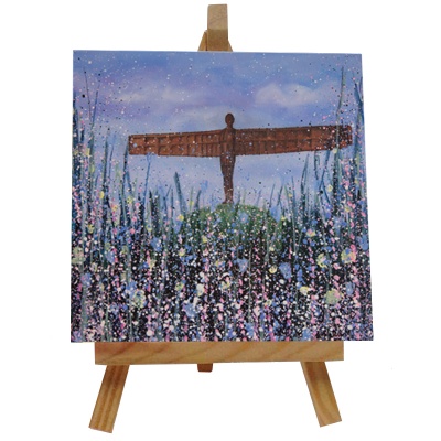 Angel of the North (Flowers) Tile with Easel